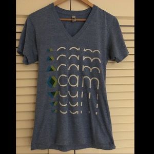 American Apparel Tri Blend V Neck Tshirt Blue XS